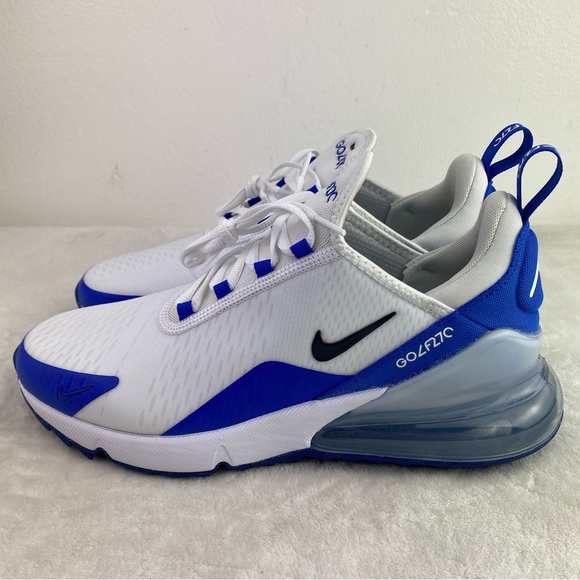 New Nike Air Max 270 White Racer Blue Black CK6483-106 Men's Golf Shoe - Picture 9 of 12